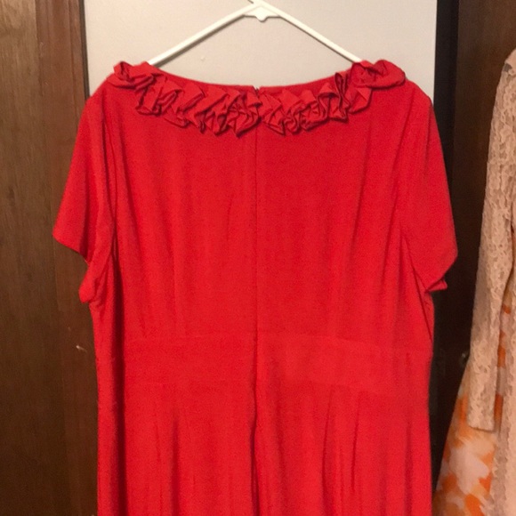 Sassy red knit dress with ruffle detail. - Picture 5 of 5